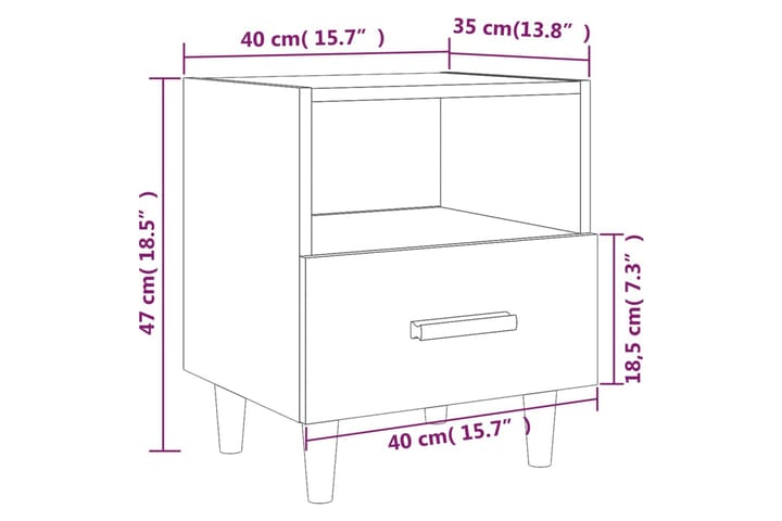 Yöpöydät 2 kpl savutammi 40x35x47 cm - Ruskea - Huonekalut - Pöytä & ruokailuryhmä - Apupöytä & sivupöytä - Yöpöytä