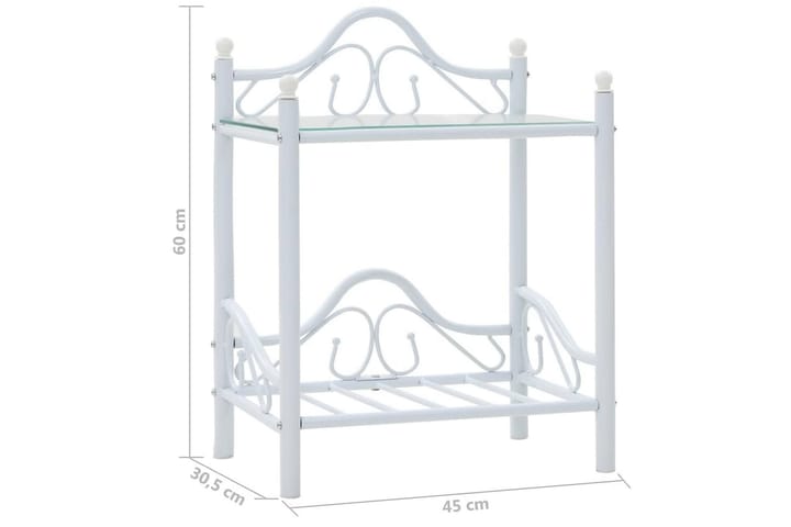 Yöpöydät 2 kpl teräs & karkaistu lasi 45x30,5x60cm valkoinen - Valkoinen - Huonekalut - Pöytä & ruokailuryhmä - Apupöytä & sivupöytä - Yöpöytä