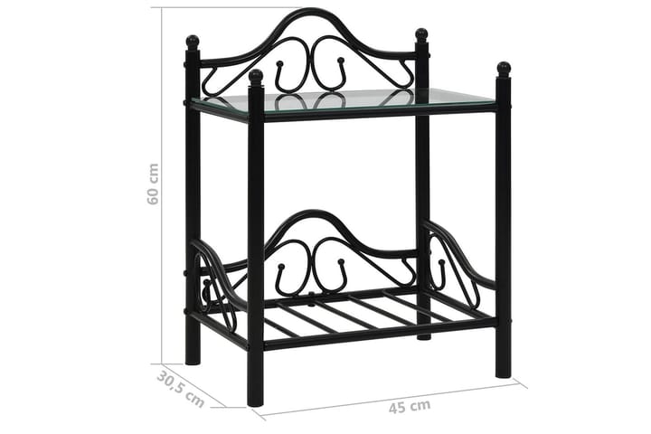 Yöpöydät 2 kpl teräs ja karkaistu lasi 45x30,5x60 cm musta - Musta - Huonekalut - Pöytä & ruokailuryhmä - Apupöytä & sivupöytä - Yöpöytä