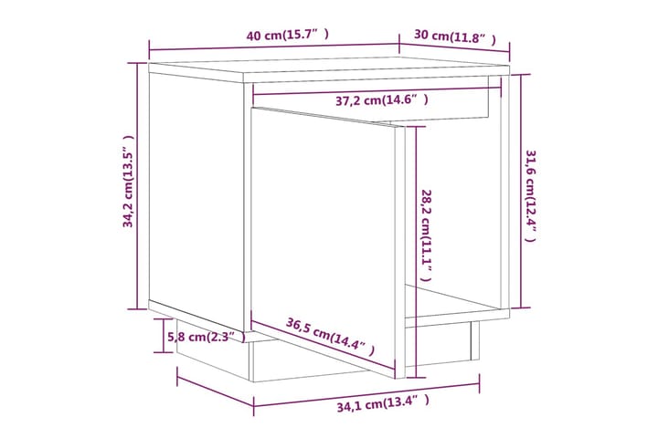 Yöpöydät 2 kpl valkoinen 40x30x40 cm täysi mänty - Valkoinen - Huonekalut - Pöytä & ruokailuryhmä - Apupöytä & sivupöytä - Yöpöytä