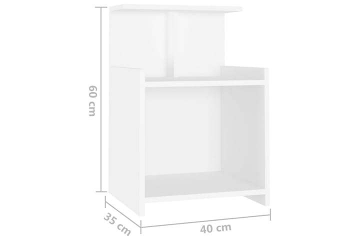 Yöpöydät 2 kpl valkoinen 40x35x60 cm lastulevy - Huonekalut - Pöytä & ruokailuryhmä - Apupöytä & sivupöytä - Yöpöytä