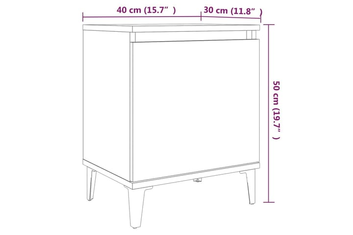 Yöpöydät metallijaloilla 2 kpl harmaa Sonoma 40x30x50 cm - Harmaa - Huonekalut - Pöytä & ruokailuryhmä - Apupöytä & sivupöytä - Yöpöytä