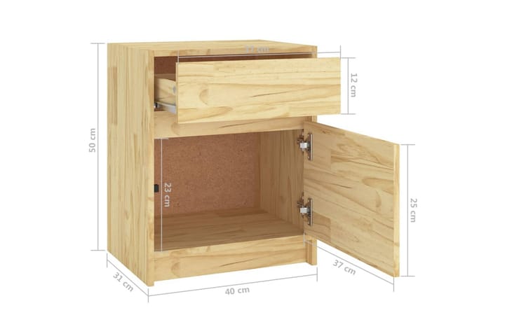 Yöpöytä 40x31x50 cm täysi mänty - Ruskea - Huonekalut - Pöytä & ruokailuryhmä - Apupöytä & sivupöytä - Yöpöytä