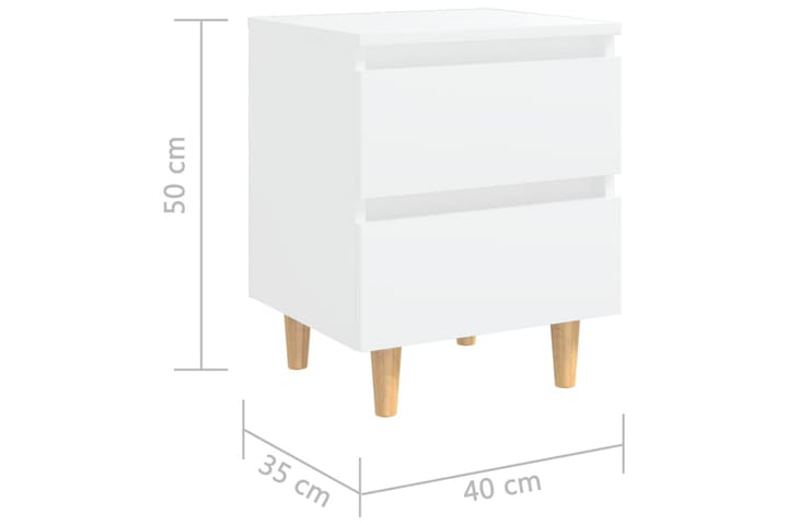 Yöpöytä 40x35x50cm Mäntyjalat - Valkoinen - Huonekalut - Pöytä & ruokailuryhmä - Apupöytä & sivupöytä - Yöpöytä