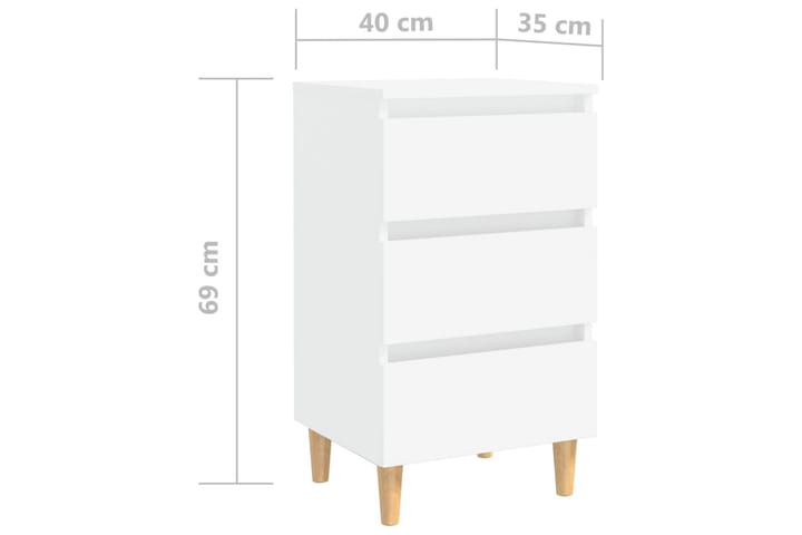 Yöpöytä 40x35x69 cm Puujalat - Valkoinen - Huonekalut - Pöytä & ruokailuryhmä - Apupöytä & sivupöytä - Yöpöytä