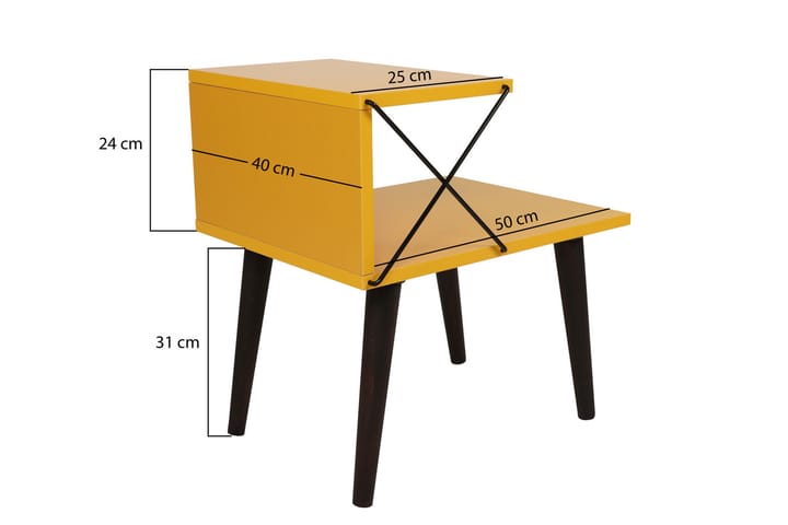 Yöpöytä Ashlanna 50 cm - Keltainen - Huonekalut - Pöytä & ruokailuryhmä - Apupöytä & sivupöytä - Yöpöytä