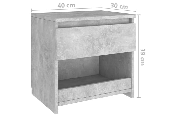 Yöpöytä betoninharmaa 40x30x39 cm lastulevy - Harmaa - Huonekalut - Pöytä & ruokailuryhmä - Apupöytä & sivupöytä - Yöpöytä