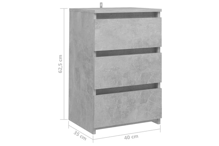 Yöpöytä betoninharmaa 40x35x62,5 cm lastulevy - Huonekalut - Pöytä & ruokailuryhmä - Apupöytä & sivupöytä - Yöpöytä