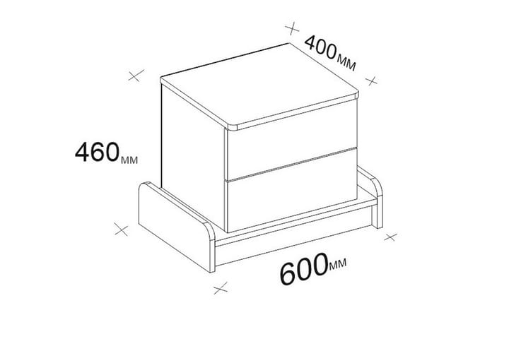 Yöpöytä Dumö 60 cm Säilytyksellä 2 laatikkoa - Valkoinen/Ruskea - Yöpöytä