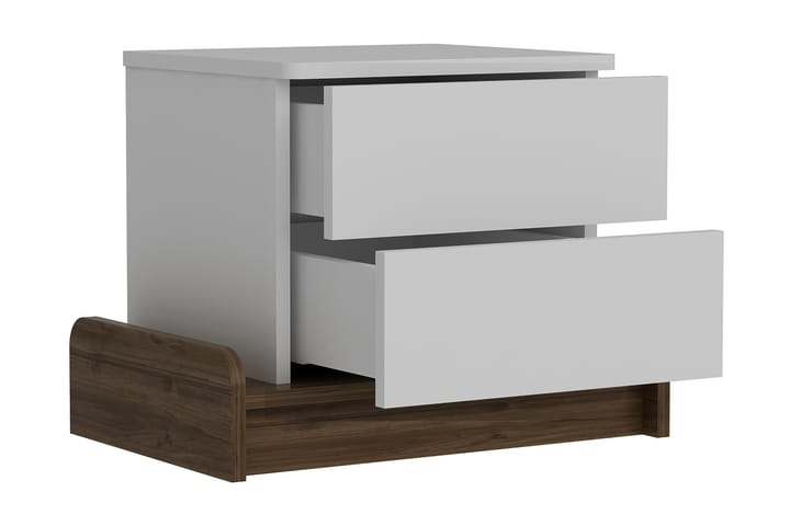 Yöpöytä Dumö 60 cm Säilytyksellä 2 laatikkoa - Valkoinen/Ruskea - Yöpöytä