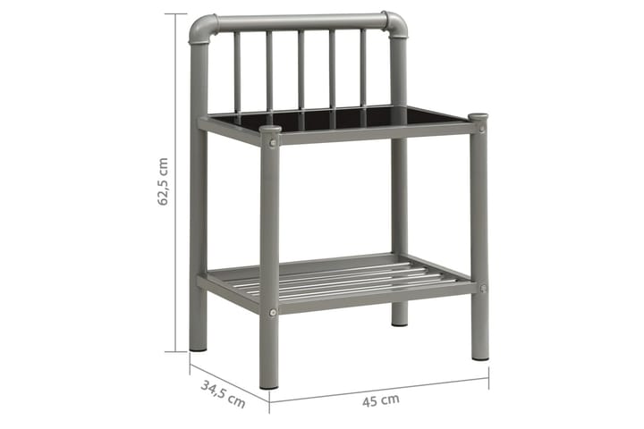 Yöpöytä harmaa ja musta 45x34,5x62,5 cm metalli ja lasi - Huonekalut - Pöytä & ruokailuryhmä - Apupöytä & sivupöytä - Yöpöytä