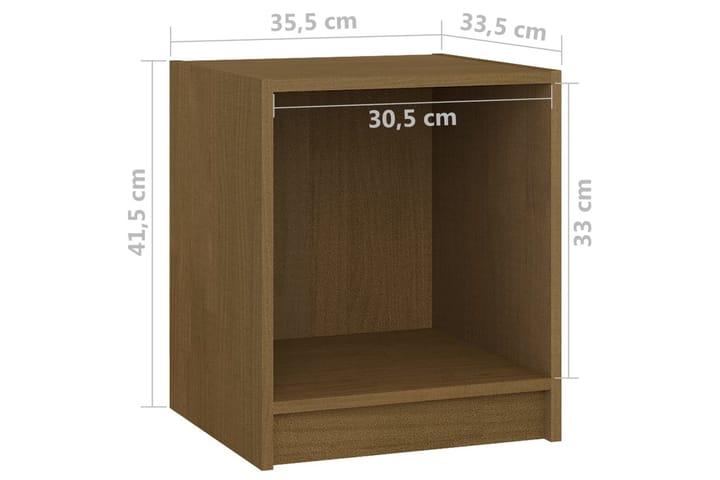 Yöpöytä hunajanruskea 35,5x33,5x41,5 cm täysi mänty - Ruskea - Yöpöytä