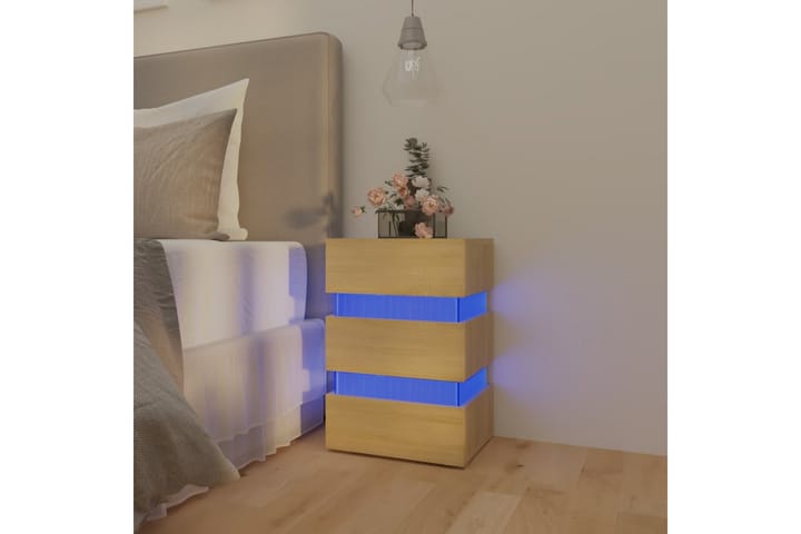 Yöpöytä LED-valoilla Sonoma-tammi 45x35x67 cm lastulevy - Ruskea - Huonekalut - Pöytä & ruokailuryhmä - Apupöytä & sivupöytä - Yöpöytä