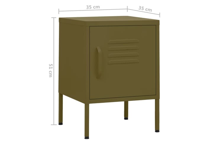 Yöpöytä oliivinvihreä 35x35x51 cm teräs - Huonekalut - Pöytä & ruokailuryhmä - Apupöytä & sivupöytä - Yöpöytä