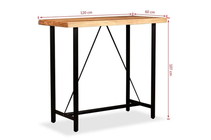 Baaripöytä täysi akaasiapuu 120x60x107 cm - Ruskea - Huonekalut - Pöytä & ruokailuryhmä - Baaripöytä