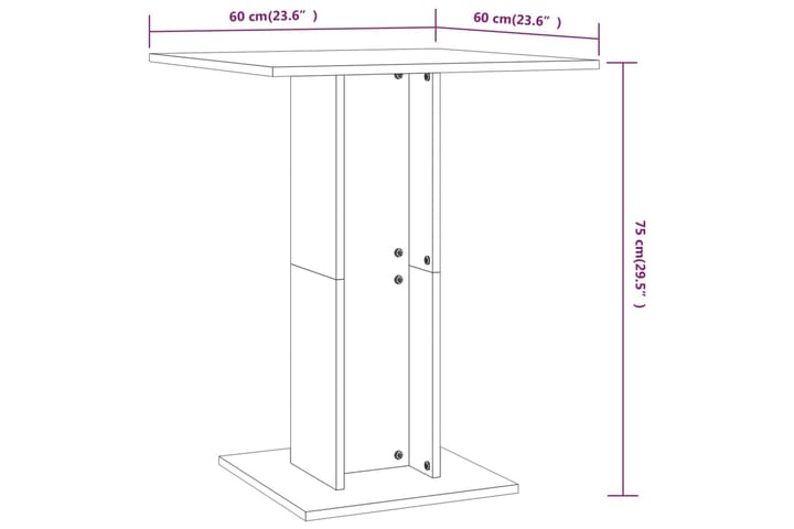 Bistropöytä harmaa Sonoma 60x60x75 cm tekninen puu - Harmaa - Baaripöytä