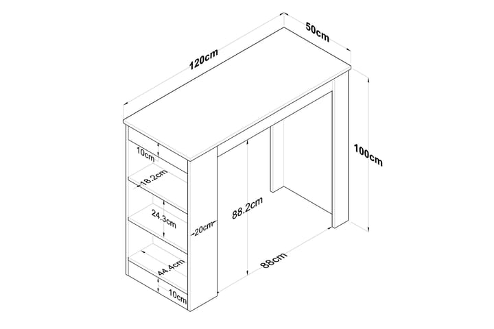 Iwao Baarijakkara 50x120 cm Ruskea/Valkoinen - Hanah Home - Huonekalut - Pöytä & ruokailuryhmä - Baaripöytä