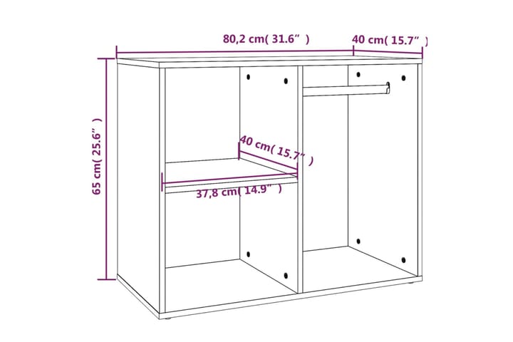 beBasic Kosmetiikkakaappi harmaa Sonoma 80x40x65 cm tekninen puu - Harmaa - Huonekalut - Pöytä & ruokailuryhmä - Meikki- & kampauspöydät