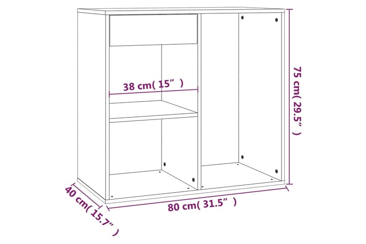 beBasic Kosmetiikkakaappi harmaa Sonoma 80x40x75 cm tekninen puu - Harmaa - Huonekalut - Pöytä & ruokailuryhmä - Meikki- & kampauspöydät