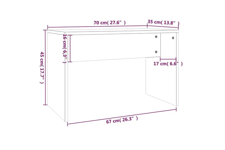 beBasic Meikkijakkara Sonoma-tammi 70x35x45 cm tekninen puu - Ruskea - Huonekalut - Pöytä & ruokailuryhmä - Meikki- & kampauspöydät