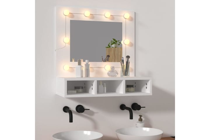 beBasic Peilikaappi LED-valoilla valkoinen 60x31,5x62 cm - Valkoinen - Meikkipöytä valolla - Meikkipöytä peilillä - Meikki- & kampausp�öydät - Marmoripöydät - Kokoontaitettavat pöydät - Lasten kampauspöytä