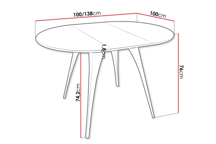 Eldo Ruokapöytä 138 cm - Musta - Huonekalut - Pöytä & ruokailuryhmä - Ruokapöydät & keittiön pöydät