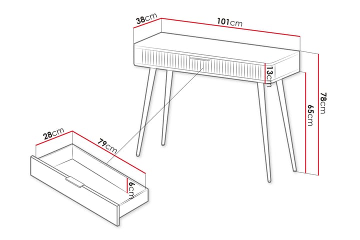 Forba meikkipöytä 101 cm - Beige - Huonekalut - Pöytä & ruokailuryhmä - Meikki- & kampauspöydät