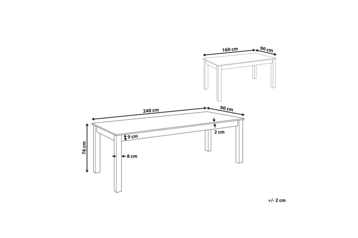 Joliette Ruokapöytä Jatkettava 160-240x90 cm - Vaalean Ruskea - Huonekalut - Pöytä & ruokailuryhmä - Ruokapöydät & keittiön pöydät