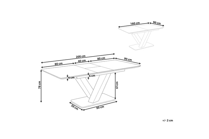 Lleida Ruokapöytä Jatkettava 160-200x90 cm - Valkoinen - Huonekalut - Pöytä & ruokailuryhmä - Ruokapöydät & keittiön pöydät