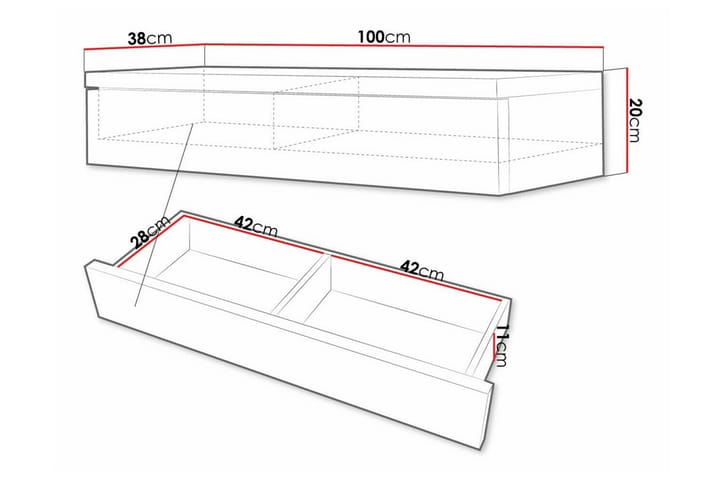 Meikkauspöytä Staffin 100x38 cm - Musta - Huonekalut - Pöytä & ruokailuryhmä - Meikki- & kampauspöydät