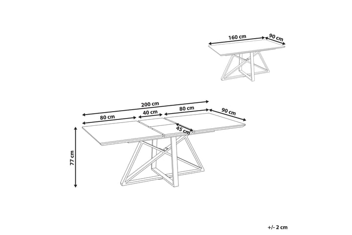 Nettuno Ruokapöytä Jatkettava 160-200x90 cm - Valkoinen Kulta - Huonekalut - Pöytä & ruokailuryhmä - Ruokapöydät & keittiön pöydät