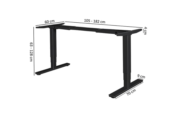 Höj- och Sänkbart Kirjoituspöytä Lightmoor 182 cm - Musta - Huonekalut - Pöytä & ruokailuryhmä - Pöydän tarvikkeet - Pöydän jalusta