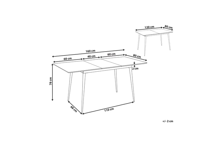 Rablio Ruokapöytä Jatkettava 120-160x80 cm - Musta/Harmaa - Huonekalut - Pöytä & ruokailuryhmä - Ruokapöydät & keittiön pöydät