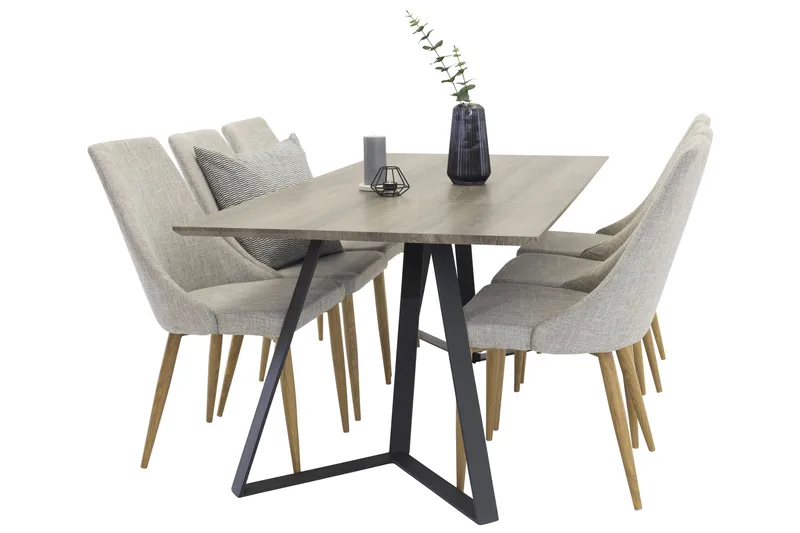 Ruokailuryhmä Marina 180 cm Suorakulmainen 6 Leone Tuolia, Musta