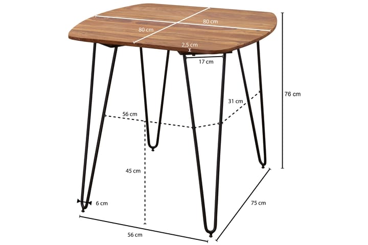 Ruokapöytä Blandford 80 cm - Puu/Luonnonväri - Huonekalut - Pöytä & ruokailuryhmä - Ruokapöydät & keittiön pöydät