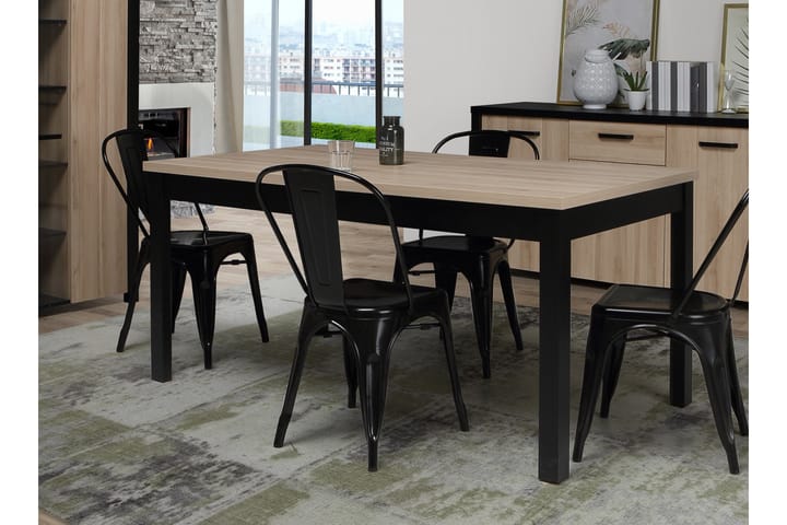 Ruokapöytä Havdar Jatkettava 160 cm - Ruskea/Musta - Marmoripöydät - Kokoontaitettavat pöydät - Jatkettava ruokapöytä - Ruokapöydät & keittiön pöydät