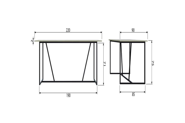 Ruokapöytä Iria 220 cm - Beige - Huonekalut - Pöytä & ruokailuryhmä - Ruokapöydät & keittiön pöydät