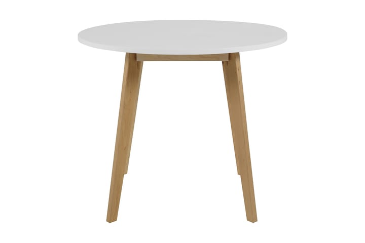 Ruokapöytä Leila 90 cm Pyöreä - Valkoinen/Koivu - Kokoontaitettavat pöydät - Marmoripöydät - Jatkettava ruokapöytä - Ruokapöydät & keittiön pöydät