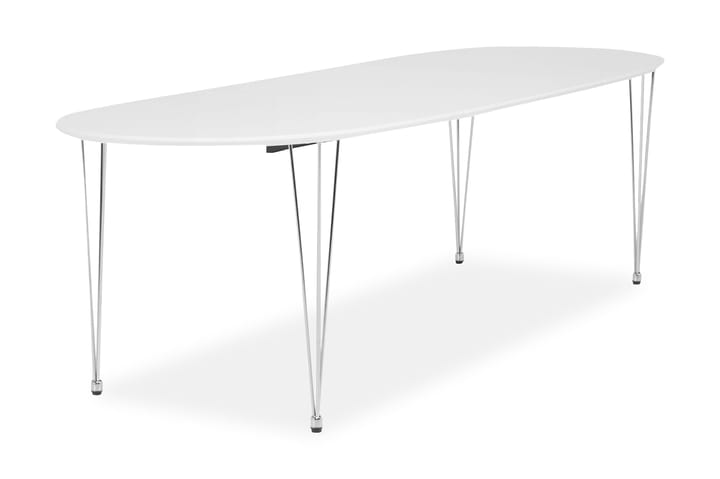 Ruokapöytä Lennox 180 cm 2 jatkolevyllä Ovaali - Valkoinen - Marmoripöydät - Kokoontaitettavat pöydät - Jatkettava ruokapöytä - Ruokapöydät & keittiön pöydät