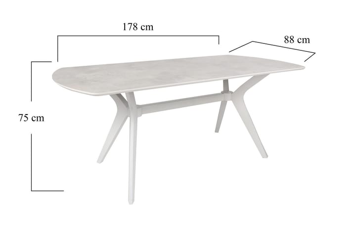 Ruokapöytä Misticon 180x75x180 cm - Valkoinen - Ruokapöydät & keittiön pöydät