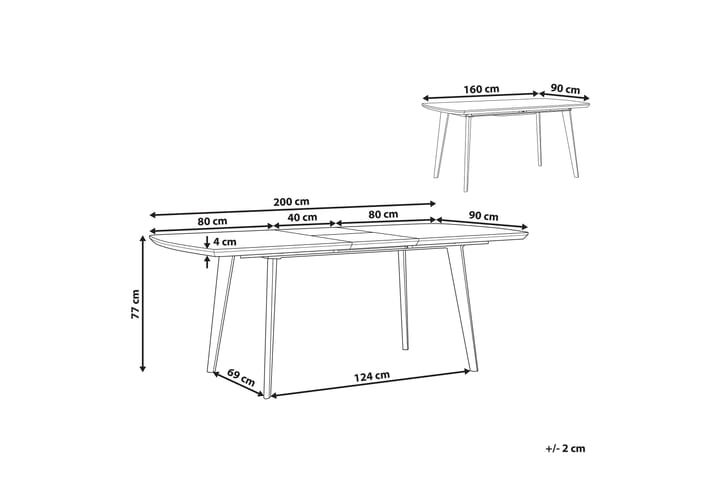 Ruokapöytä Mosby Taitettava 160/200 x 90 cm - Valkoinen - Huonekalut - Pöytä & ruokailuryhmä - Ruokapöydät & keittiön pöydät