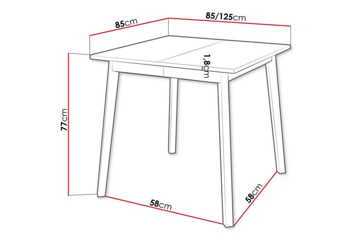 Ruokapöytä Narberth 85 cm - Valkoinen - Huonekalut - Pöytä & ruokailuryhmä - Ruokapöydät & keittiön pöydät