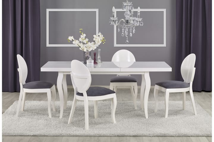 Ruokapöytä Poderi Jatkettava 160 cm - Valkoinen - Marmoripöydät - Kokoontaitettavat pöydät - Jatkettava ruokapöytä - Ruokapöydät & keittiön pöydät