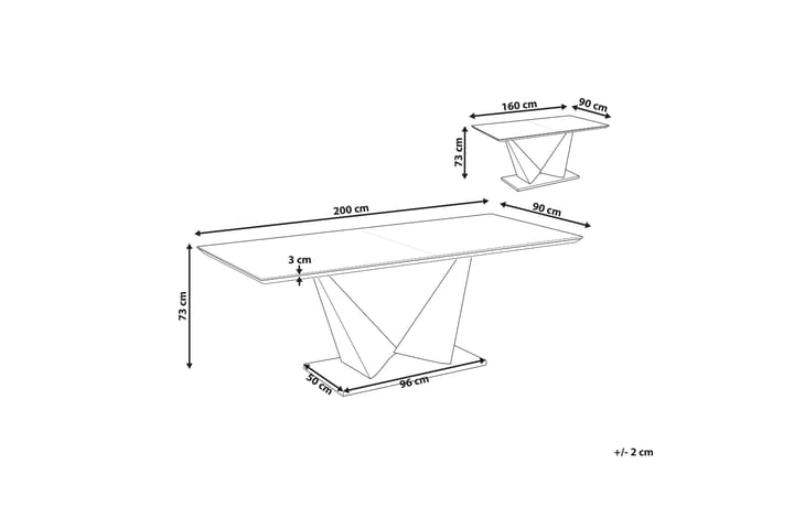 Salice Ruokapöytä Jatkettava 160-200x90 cm - Musta/Harmaa - Huonekalut - Pöytä & ruokailuryhmä - Ruokapöydät & keittiön pöydät