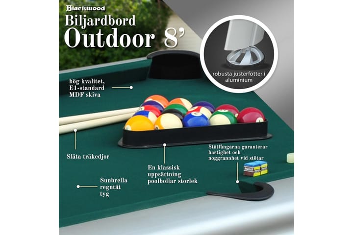 Biljardipöytä Blackwood Outdoor 8’ - Musta - Biljardipöytä