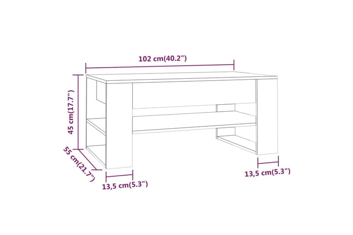 Sohvapöytä betoninharmaa 102x55x45 cm tekninen puu - Harmaa - Huonekalut - Pöytä & ruokailuryhmä - Sohvapöytä