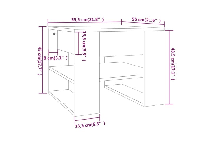 Sohvapöytä betoninharmaa 55,5x55x45 cm tekninen puu - Harmaa - Huonekalut - Pöytä & ruokailuryhmä - Sohvapöytä