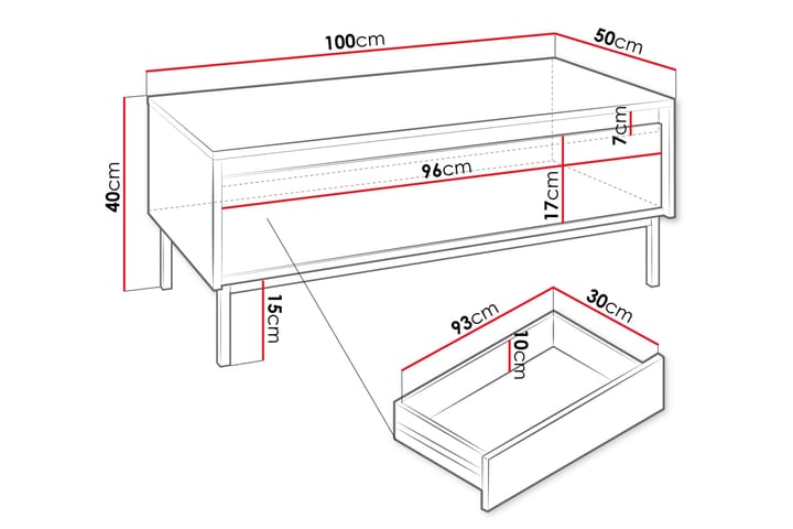 Sohvapöytä Bjurholm 100 cm - Musta - Huonekalut - Pöytä & ruokailuryhmä - Sohvapöytä