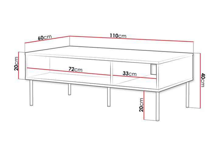 Sohvapöytä Laholm 110 cm - Musta - Huonekalut - Pöytä & ruokailuryhmä - Sohvapöytä