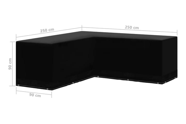 Puutarhakalusteiden suoja L-muoto 250x250x90cm - Musta - Huonekalut - Pöytä & ruokailuryhmä - Sohvapöytä